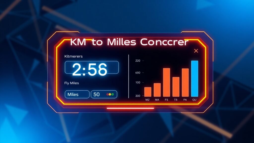 KM to Miles Converter - Online tool showing distance conversion between kilometers and miles with interactive calculator and chart