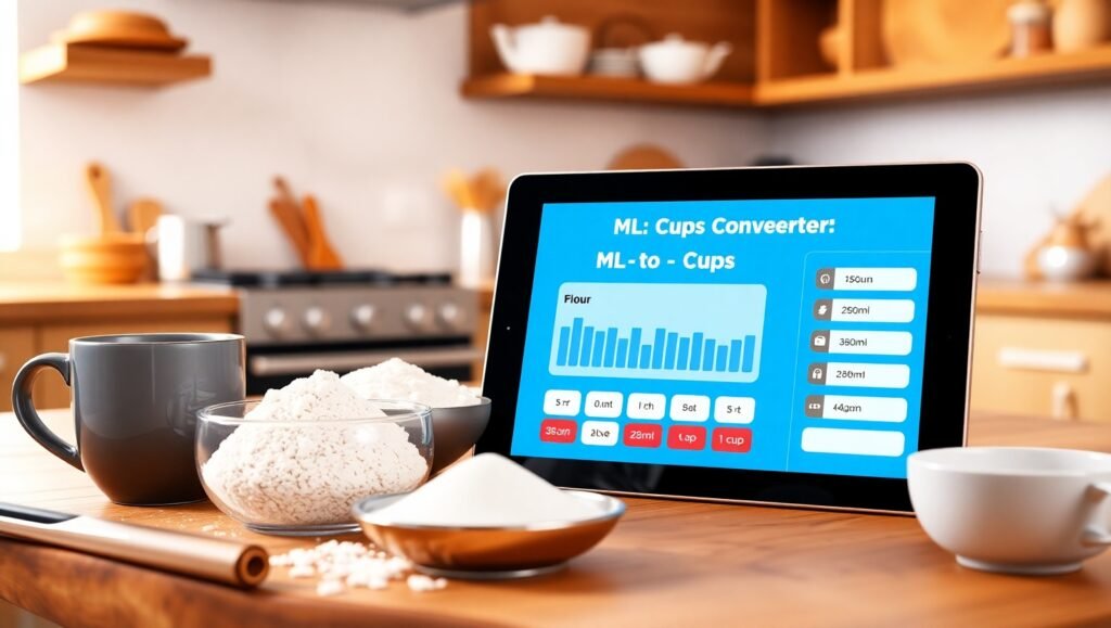 Accurate ML to cups conversion tool for cooking and baking measurements