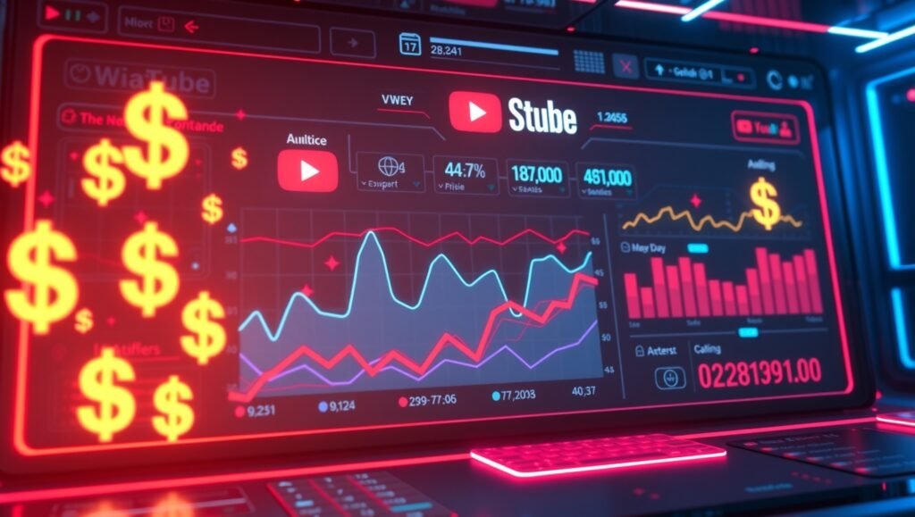 YouTube earnings calculator showing estimated income based on views and CPM