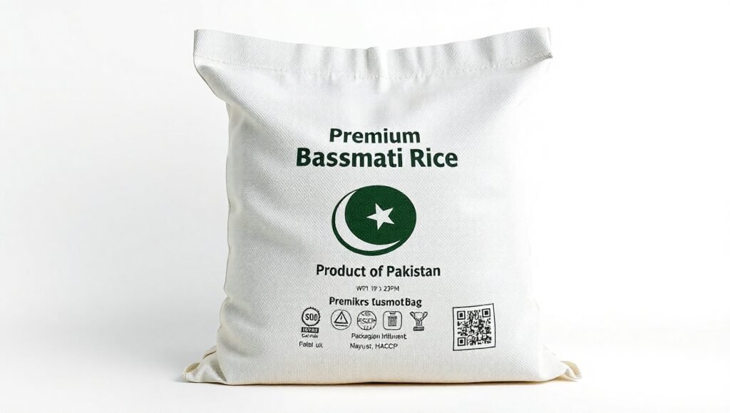 Professional woven polypropylene rice bags on pallet