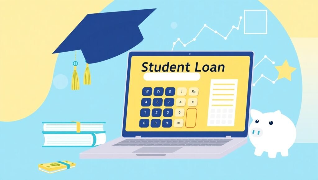 Student loan calculator tool on laptop screen